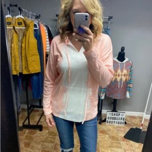 BOUTIQUE L/S OMBRÉ Lightweight Hooded Pullover NEW!